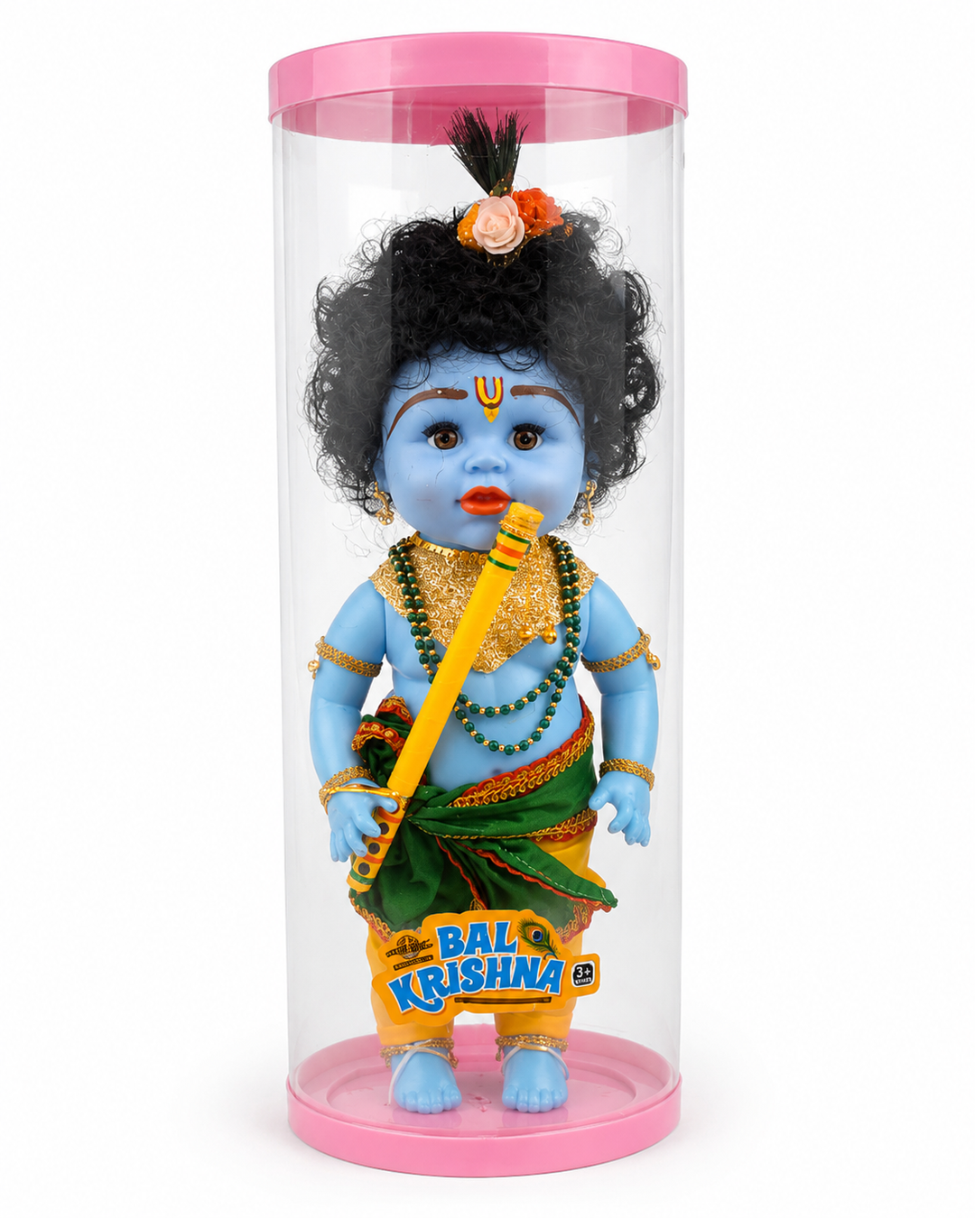 Speedage Bal Krishna Doll - Blue Skin Tone with Traditional Attirer Display Case