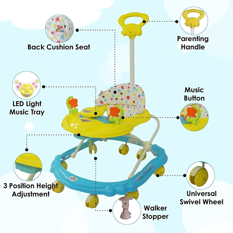 Musical 4112 Activity Walker With Parent Rod (Blue, Yellow)