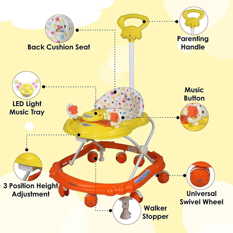 Musical 4112 Activity Walker With Parent Rod (Orange, Yellow)