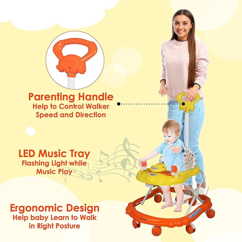 Musical 4112 Activity Walker With Parent Rod (Orange, Yellow)