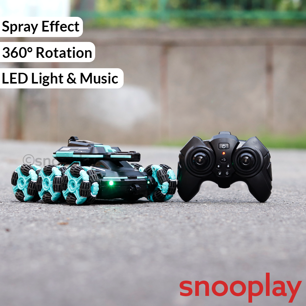6 WD Remote Control Spray Stunt Car | 360° Rotation, LED Light, Music (6-14 Years)