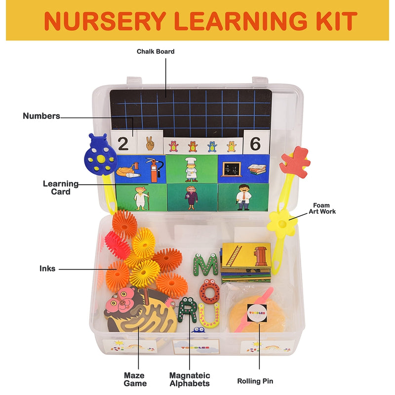 Learnings The Nursery Kit Toy Skill Developmental Kids Toy Chalk Board Maze Game Rolling Pin Foam Artwork Magnetic Letters Links Helping Hands Numbers for 3 to 4 Year's Kid - for Gifting