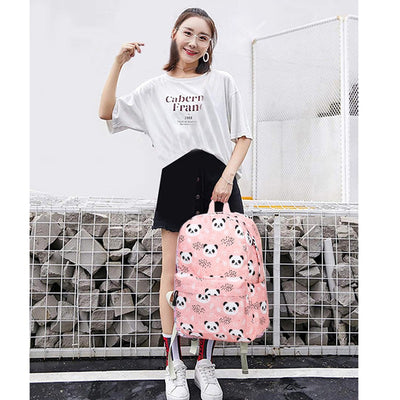 Mini Panda faces Matching Backpack with Lunch Bag & Stationery Pouch