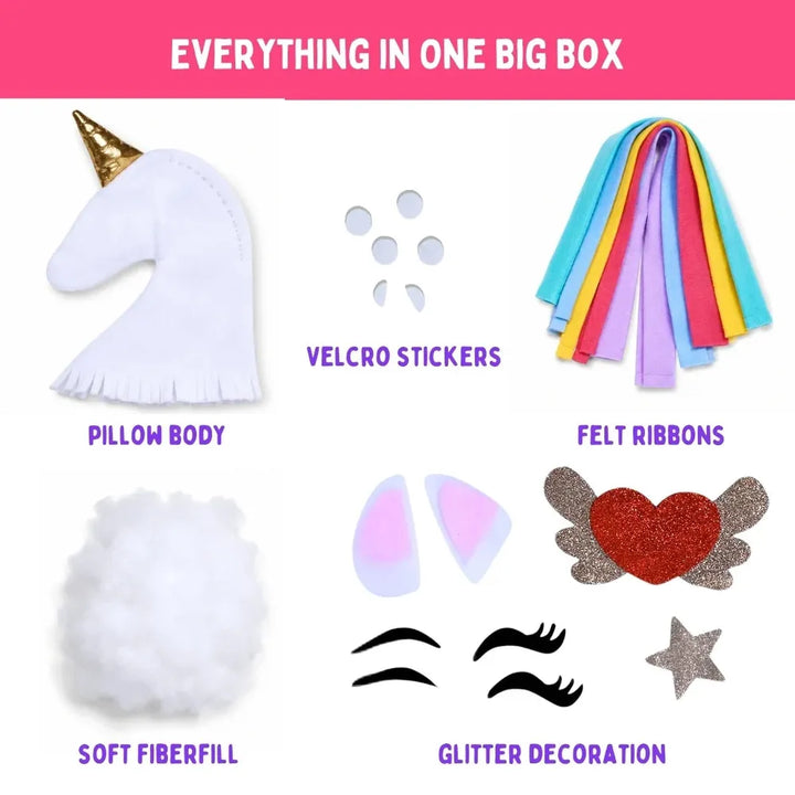 PepPlay Make Your Unicorn Pillow | No-Sew DIY Craft Fun | 43 Pieces Set
