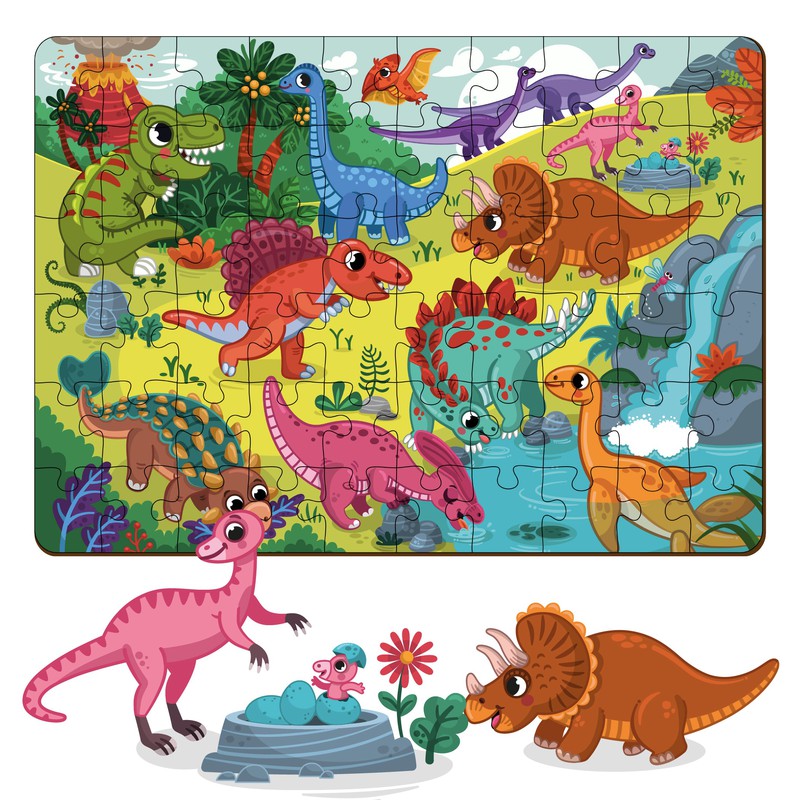 Dinosaurs World (60 Piece  Puzzle with Booster Cards)