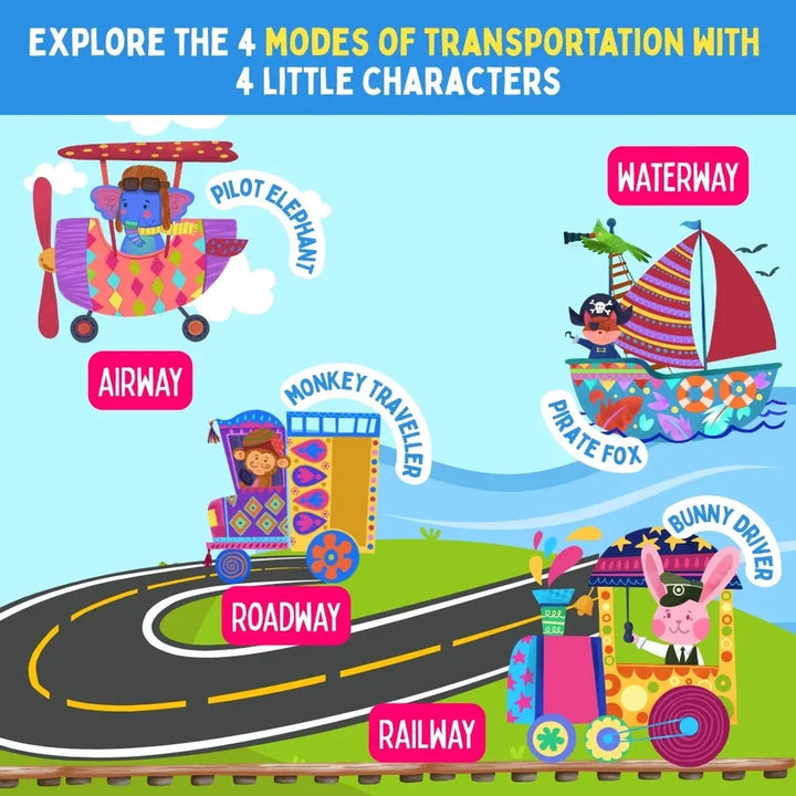 PepPlay My First Touch & Feel Puzzles - Colourful Vehicles | Sensory Learning for Toddlers | 4 three-piece puzzles