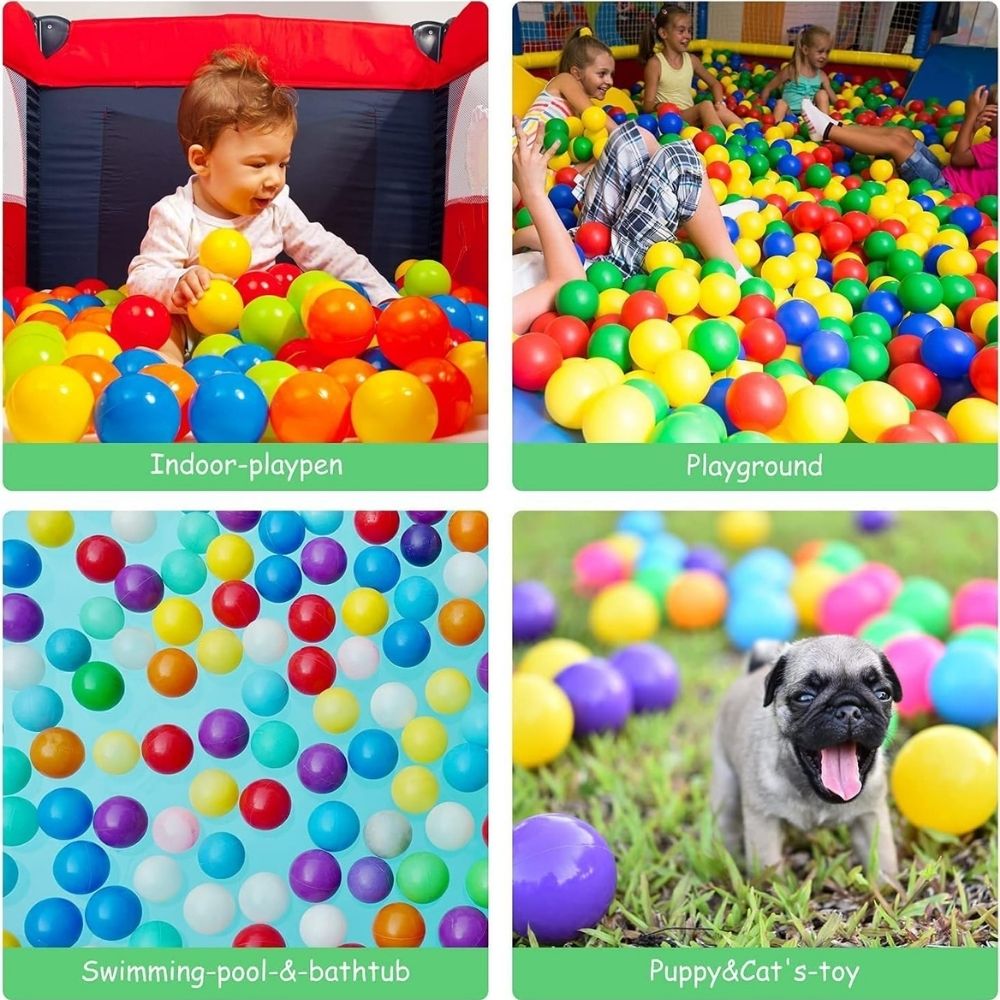 8 cm Soft and Child-Friendly Multi-Colored Play Pool Balls – Easy-to-Hold Plastic Balls Designed for Kids with Gentle Edges