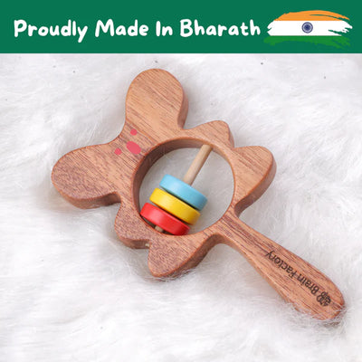 Neem Wood Teether Rattle Bear- Wooden Toy