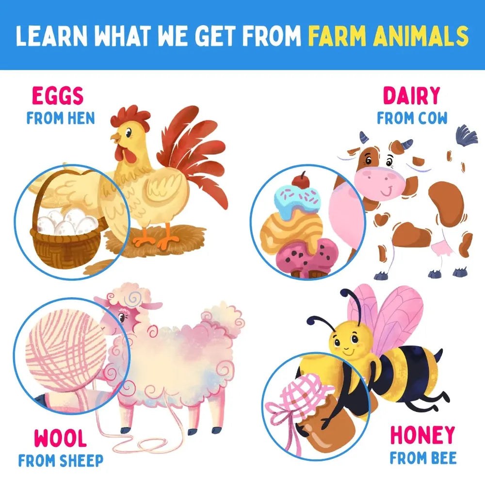 PepPlay My First Touch & Feel Puzzles - Farm Animals | Sensory Learning for Toddlers | 4 three-piece puzzles
