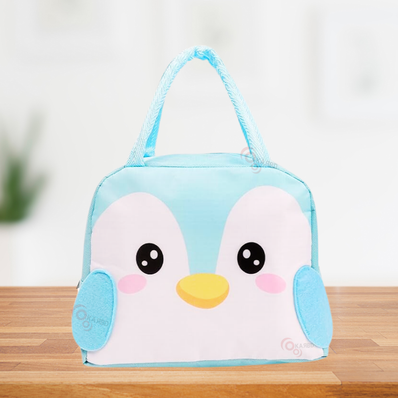 Insulated Lunch Box Bag with Aluminium Foil Insulation | Light Blue Color, Penguin Design