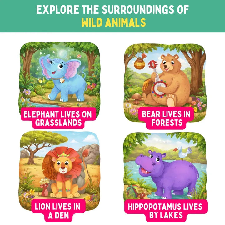 PepPlay My First Touch & Feel Puzzles - Wild Animals | Sensory Learning for Toddlers | 4 three-piece puzzles