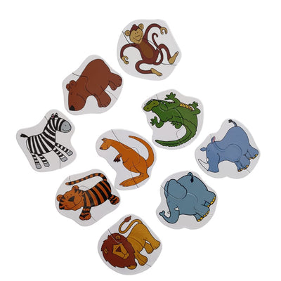 Learning 2 Piece Animals Jigsaw Puzzle Cards Learning Toys Kids, Educational Toddlers Toys, Jigsaw Puzzles for Kids Age 2-5, Preschool Montessori Toys and Birthday Gift for Kids - for Gifting