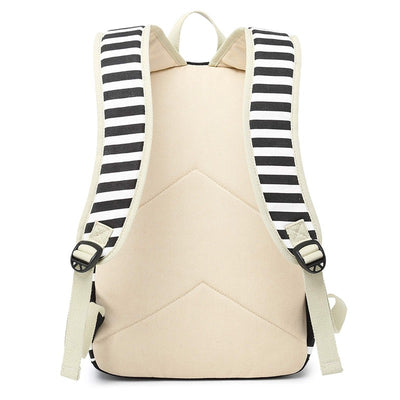 Black Stripes Matching Backpack with Lunch Bag & Stationery Pouch