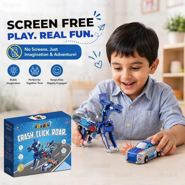 Kidology 2-in-1 Magnetic Transforming Car to Dragon Toy – Creative Transforming Vehicle