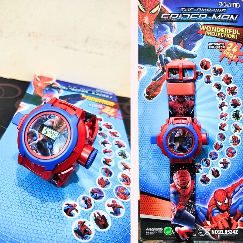 Spiderman Watch with Flashing Light and Character Print Strap for Kids 2-5  Years
