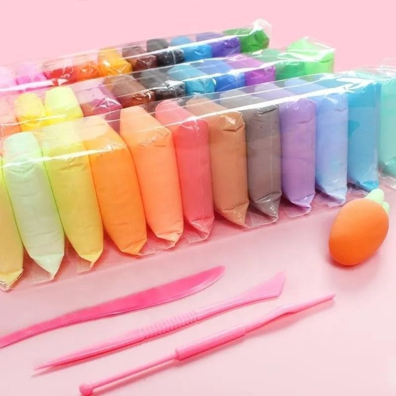 12 Colors Air Dry Magic Clay with Sculpting Tools - Pack of 12 (2-8 Years)