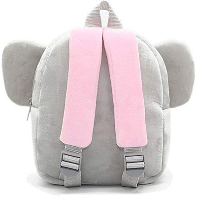 Premium Quality Soft Design Grey Elephant with Pink Ear Shape School Bag for Kids - 14 Inches