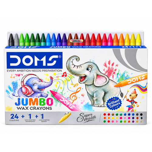 DOMS Jumbo Wax Crayons - 24 Colours | Super Smooth Colouring Crayons | Art & Colouring Set for Kids