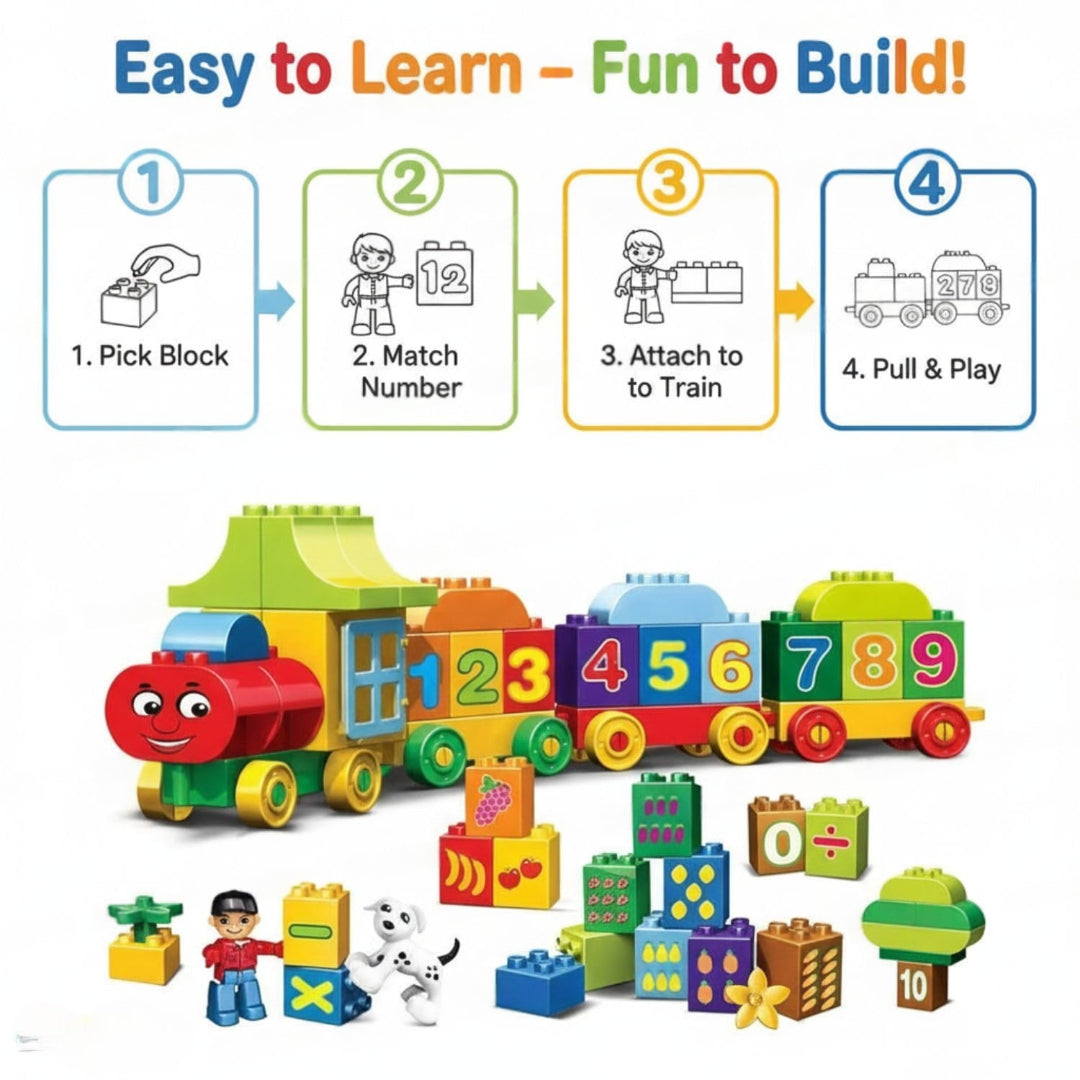 FunBlast 50 Pieces Train Building Blocks Vehicle Toy