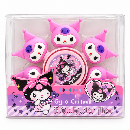 Gyro kuromi Fidget Spinner Highlighter Pen for Kids | Multi-Tip Colour Marker | Fun School Stationery