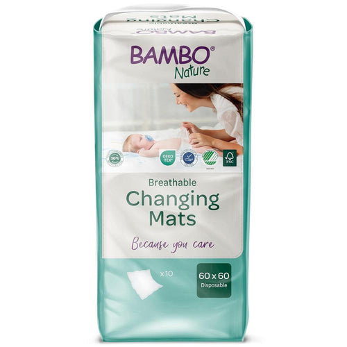 Bambo Nature Breathable Changing Mats | 10 Mats | Absorbs Up to 1300ml | 60 x 60 Disposable