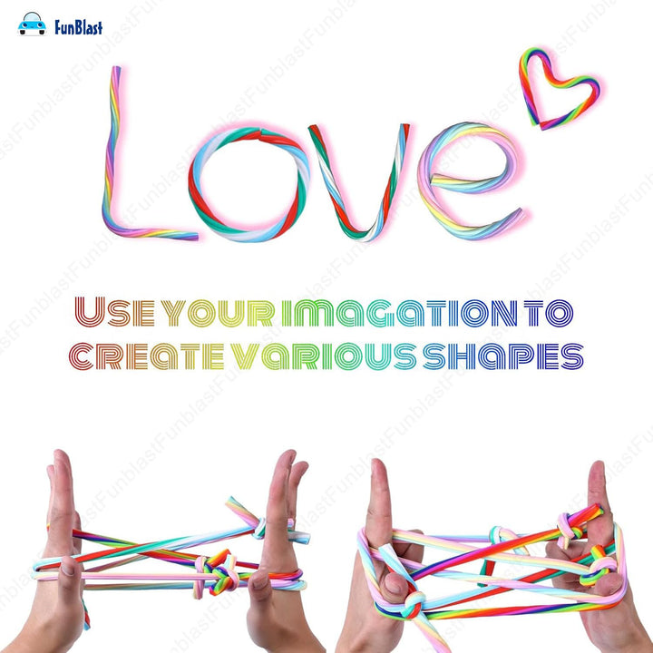 FunBlast Pack of 5 Stretchy String Fidget Toys | Colorful Candy Twist Noodle Strings for Kids