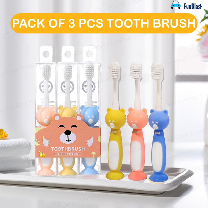 FunBlast Kids Toothbrush | Soft PBT Bristle Manual Toothbrush for Children | Set of 3