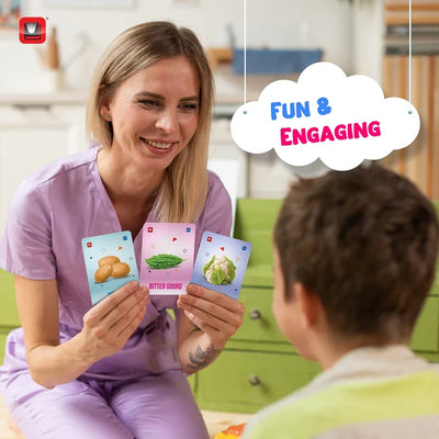 Augmented Reality Vegetable Flashcards Kit: 20 Laminated Cards with Real Illustrations