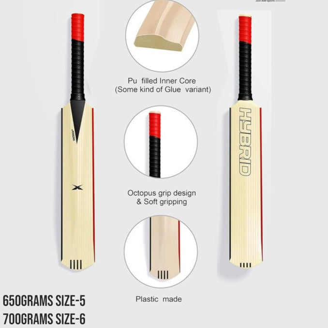 Jaspo Hybrid Composite Hard Plastic Cricket Bat Size 5 | (PU Filled Inside) | 6-11 Years