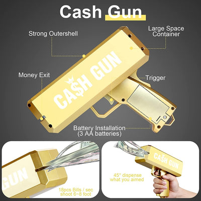 Make It Rain Cash Spray Blaster For Birthdays and Party Games - Gold (COD Not Available)