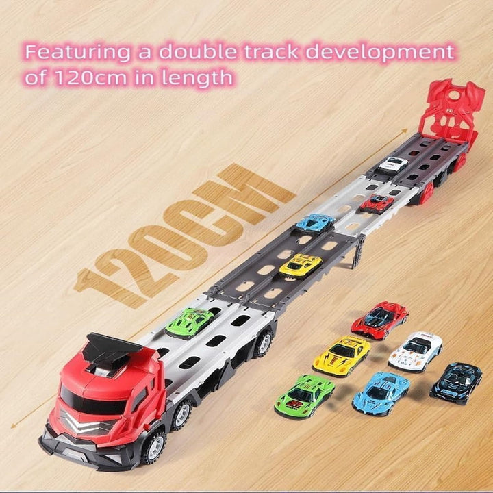 MUREN Cars Catapult Storage Deform Transport Truck Toy with Dual Racing Track