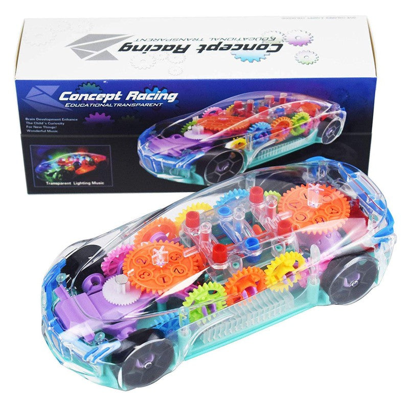 3D Transparent Car with 360 Degree Rotation Gear Simulation With Light