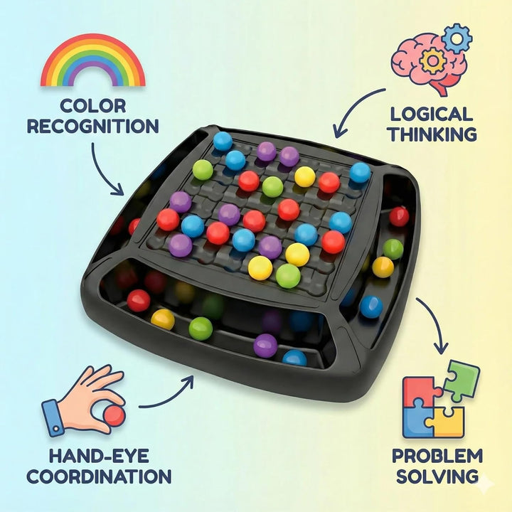 Rainbow Ball Chess Puzzle Game for Kids & Family | 48 Balls With 6 Different Colours
