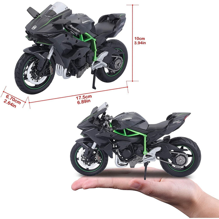 Maisto Compatible with Kawasaki Replica Miniature Model Ninja H2 R 2017 Collectible (Grey), Metal 1:12 Scale (IC)