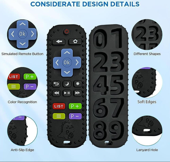 FunBlast Silicone Remote Teether for Babies – Black | Soft Chew Toy for Teething & Biting Skill Development