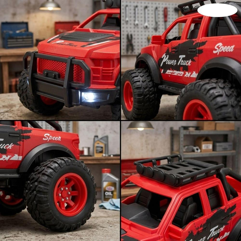 FunBlast Off-Road Toy Cars for Kids | Mini Pull-Back Monster Trucks with Big Wheels- Red