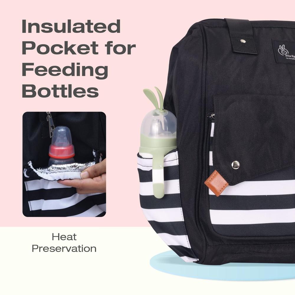 R for Rabbit Caramello Delight Smart Diaper Backpack Bag - Black Stripes