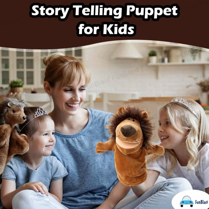FunBlast Lion Hand Puppet | Soft Plush Animal Puppet with Movable Mouth for Storytelling & Kids’ Learning