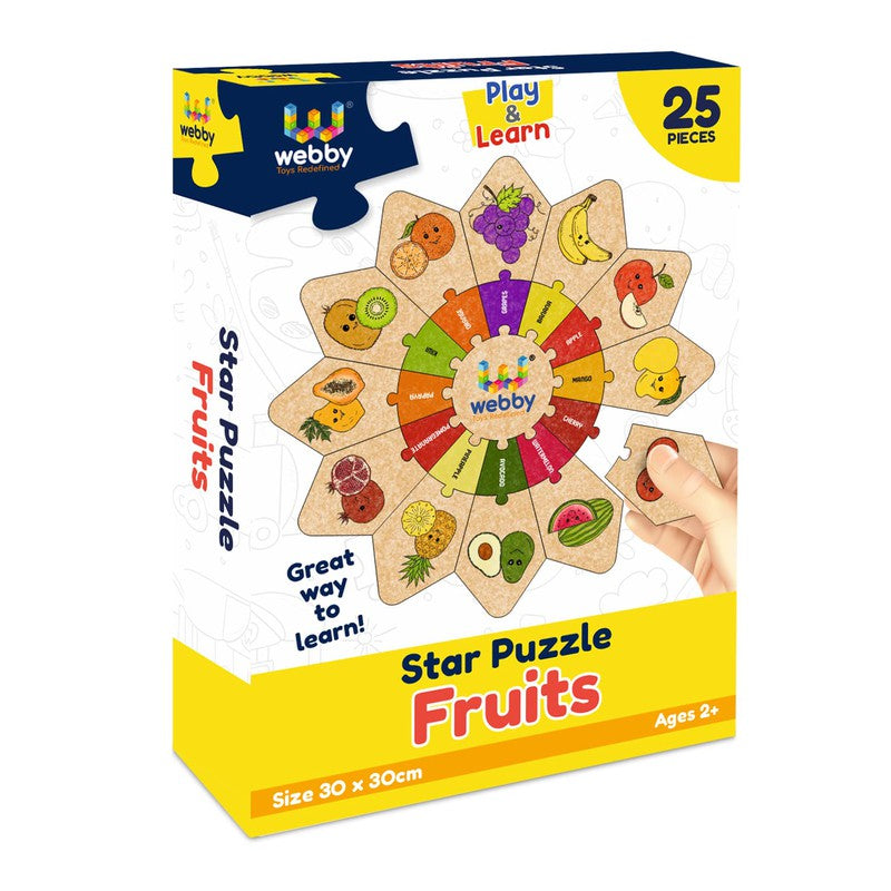 Fruits - Star Jigsaw Puzzle, Montessori Early Educational Pre School Puzzle Toy for 2+ Years Kid (25 Pcs)