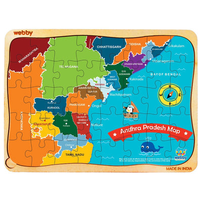 Andhra Pradesh Map Wooden Jigsaw Puzzle, 40pcs