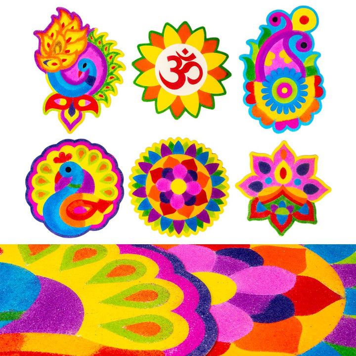 Ratna's Rangoli Mandala Art – DIY Creative Activity Kit | 8 Sticky Sheet