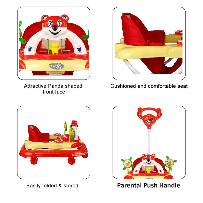 Baby Musical Foldable & Height Adjustable Walker with Parental Handle (Red)