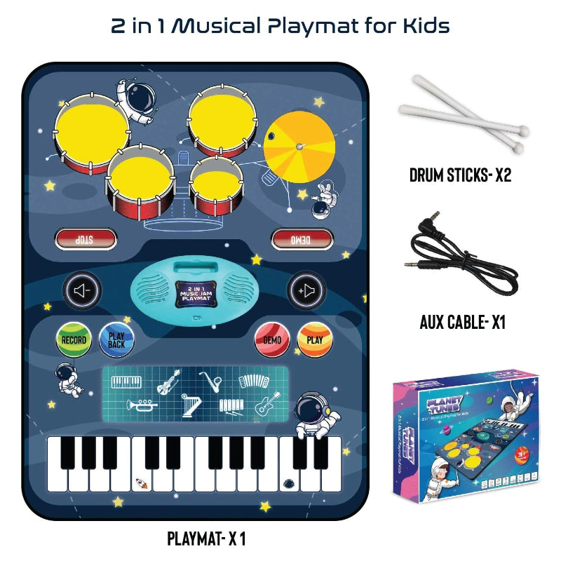 Planet Tunes 2 in 1 Musical Playmat with 8 Instrument Melodies & 24 Piano Keys (9 Months-3 Years)