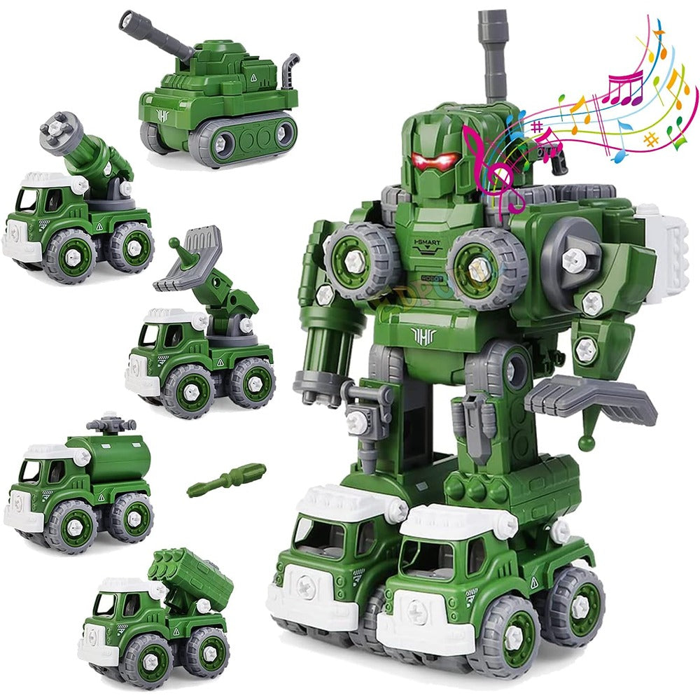 Tak Tak Toys Hyper Morphers 5-in-1 Military Vehicles Set | Build & Transform into Robot (3-10 Years)