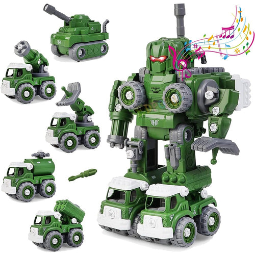 Tak Tak Toys Hyper Morphers 5-in-1 Military Vehicles Set | Build & Transform into Robot (3-10 Years)