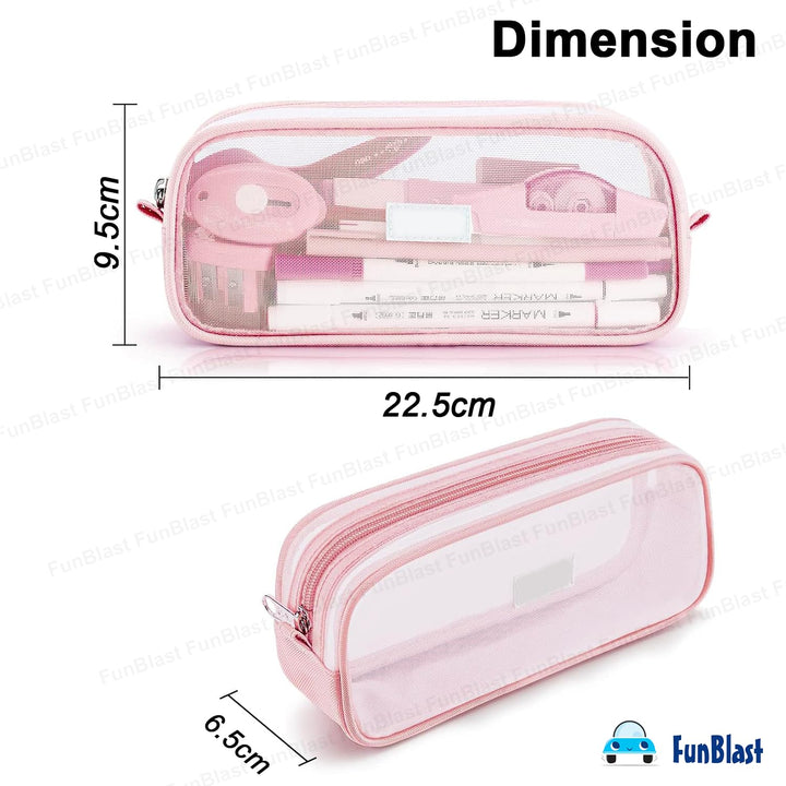 FunBlast Transparent Pencil Case | Large Capacity Clear Pouch with Zipper Closure | Portable Makeup & Stationery Bag