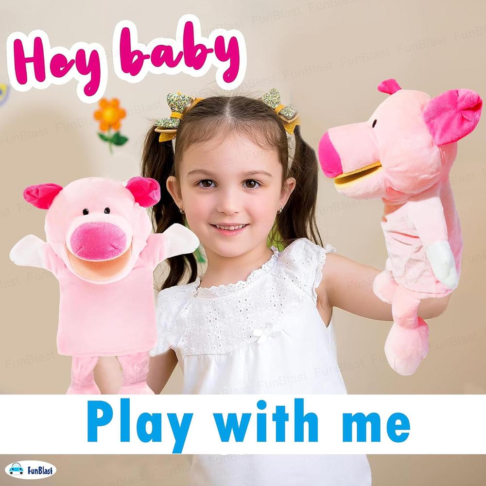 FunBlast Pig Hand Puppet for Kids | Soft Plush Animal Puppet for Storytelling, Role Play & Learning