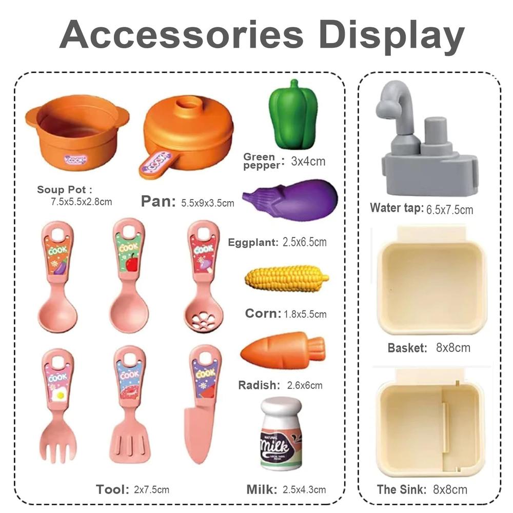 Annie Dream Kitchen Set | Pretend Play Toy Kitchen with Cooking Accessories, Sink & Storage Rack