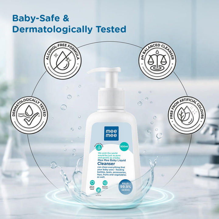 Mee Mee Baby Liquid Cleanser - 500ml | Anti-Bacterial Kills 99.9% Germs