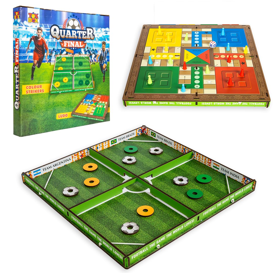 Toy Box by Ratna Quarter Final | 3-in-1 Game Set | Football, Colour Strikers & Ludo